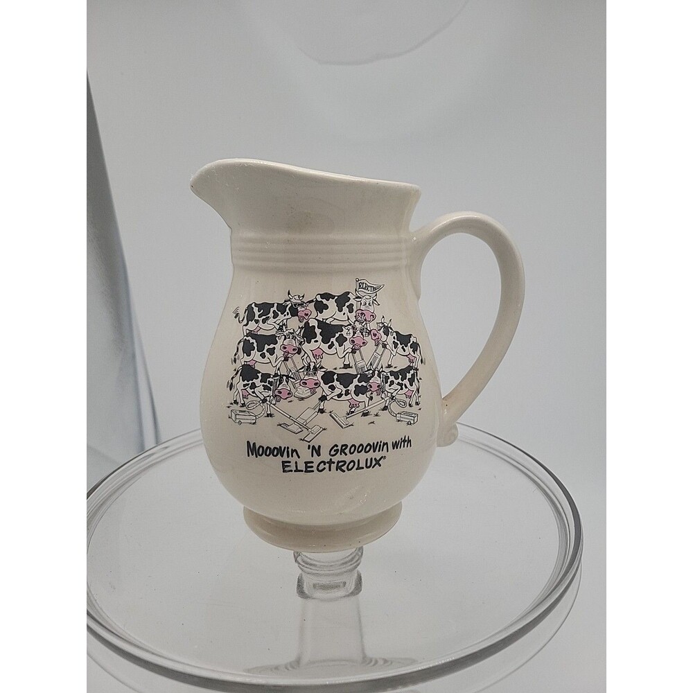 Vintage Pitcher- Movin And Groovin With Electrolux - Cow Party Moo- Ad USA